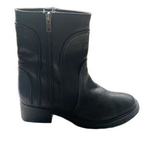 Adam Tucker Me Too Boots Size 7 Black "Lawson" Moto Biker Zippers